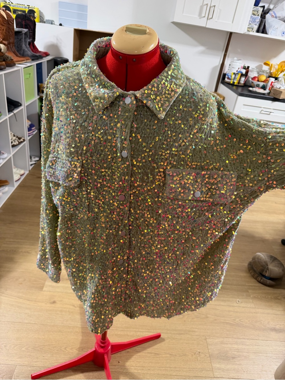 Solid Knit Velvet Sequin Top